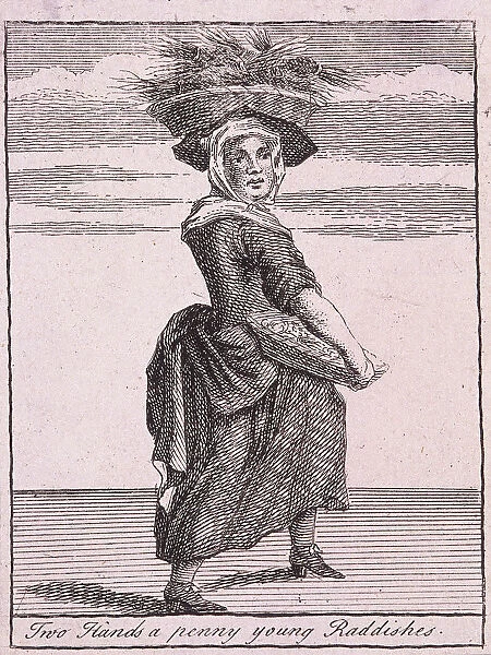 Two Hands a penny young Raddishes, Cries of London, (c1688?)