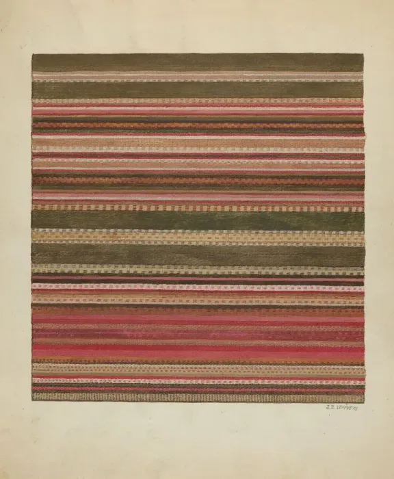 Framed Print : Handwoven Carpet, c. 1936. Creator: Jules Lefevere Framed Print : Handwoven Carpet, c. 1936. Creator: Jules Lefevere