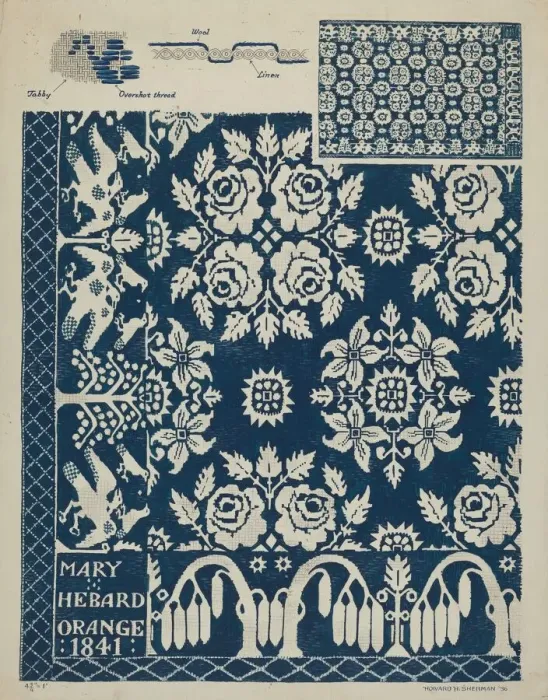 Framed Print : Handwoven Coverlet, 1936. Creator: Howard H. Sherman Framed Print : Handwoven Coverlet, 1936. Creator: Howard H. Sherman