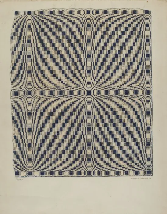 Framed Print : Handwoven Coverlet, 1936. Creator: Howard H. Sherman Framed Print : Handwoven Coverlet, 1936. Creator: Howard H. Sherman