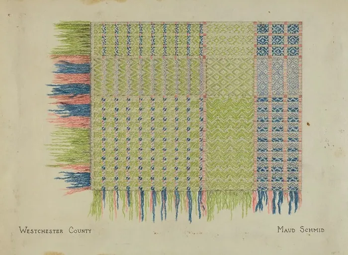 Framed Print : Handwoven Coverlet, c. 1936. Creator: Maud Schmid Framed Print : Handwoven Coverlet, c. 1936. Creator: Maud Schmid