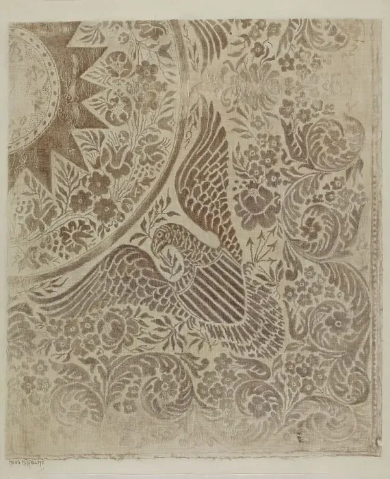 Framed Print : Handwoven Coverlet, c. 1937. Creator: Maud M. Holme Framed Print : Handwoven Coverlet, c. 1937. Creator: Maud M. Holme