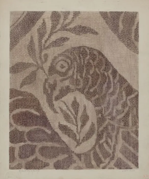 Framed Print : Handwoven Coverlet, c. 1937. Creator: Maud M Holme Framed Print : Handwoven Coverlet, c. 1937. Creator: Maud M Holme