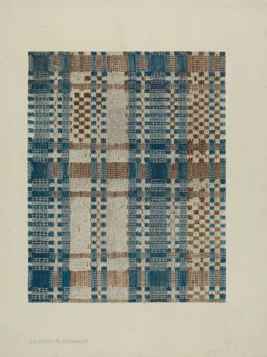 Framed Print : Handwoven Coverlet, c. 1938. Creator: Magnus S. Fossum Framed Print : Handwoven Coverlet, c. 1938. Creator: Magnus S. Fossum