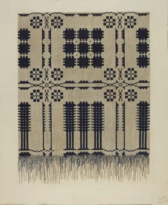 Framed Print : Handwoven Coverlet, c. 1940. Creator: Fred Hassebrock Framed Print : Handwoven Coverlet, c. 1940. Creator: Fred Hassebrock