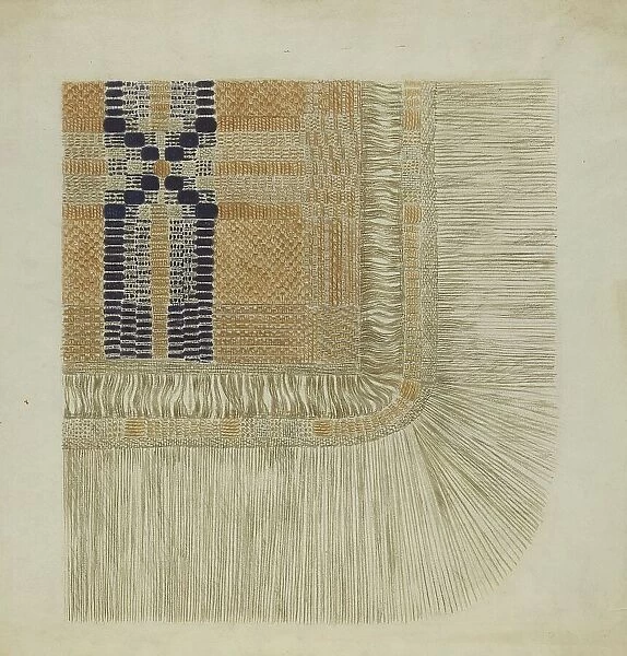 Handwoven Coverlet (Detail), c. 1937. Creator: Fred Peterson