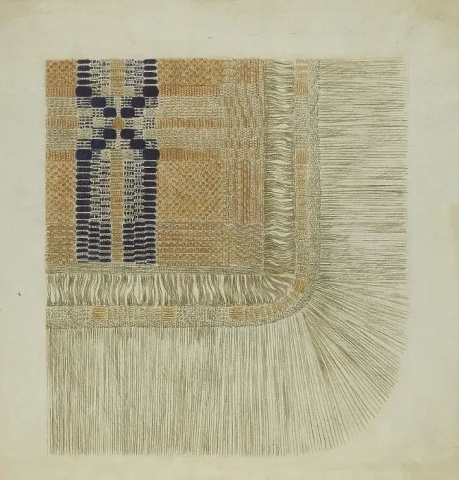 Framed Print : Handwoven Coverlet (Detail), c. 1937. Creator: Fred Peterson Framed Print : Handwoven Coverlet (Detail), c. 1937. Creator: Fred Peterson
