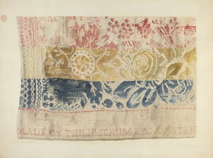 Framed Print : Handwoven Table Cover, c. 1940. Creator: Maud M Holme Framed Print : Handwoven Table Cover, c. 1940. Creator: Maud M Holme