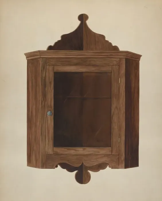 Framed Print : Hanging Corner Cupboard, c. 1938. Creator: Wilbur M Rice Framed Print : Hanging Corner Cupboard, c. 1938. Creator: Wilbur M Rice