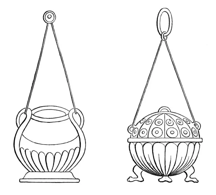 Framed Print : Hanging lamps, 9th century, (1870) Framed Print : Hanging lamps, 9th century, (1870)