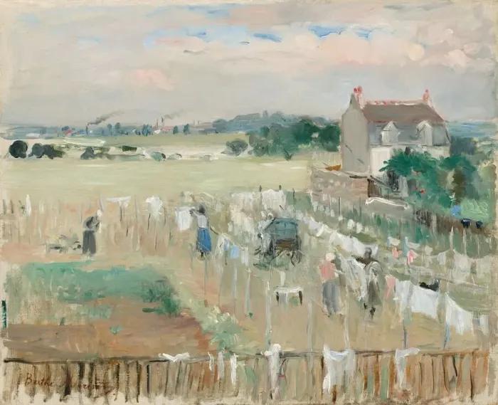 Framed Print : Hanging the Laundry out to Dry, 1875. Creator: Berthe Morisot Framed Print : Hanging the Laundry out to Dry, 1875. Creator: Berthe Morisot