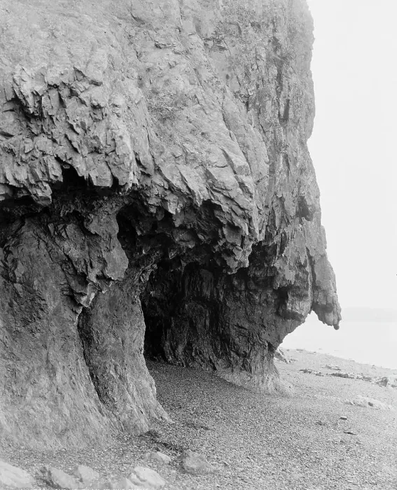 Framed Print : Hanging Rock at the Ovens, Mt. Desert Island, Me. c1901. Creator: Unknown Framed Print : Hanging Rock at the Ovens, Mt. Desert Island, Me. c1901. Creator: Unknown