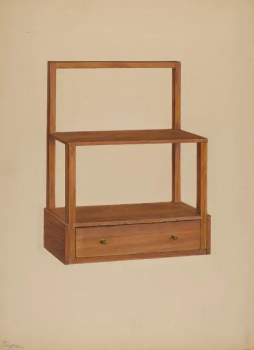 Framed Print : Hanging Shelf, 1940. Creator: Rolland Livingstone Framed Print : Hanging Shelf, 1940. Creator: Rolland Livingstone
