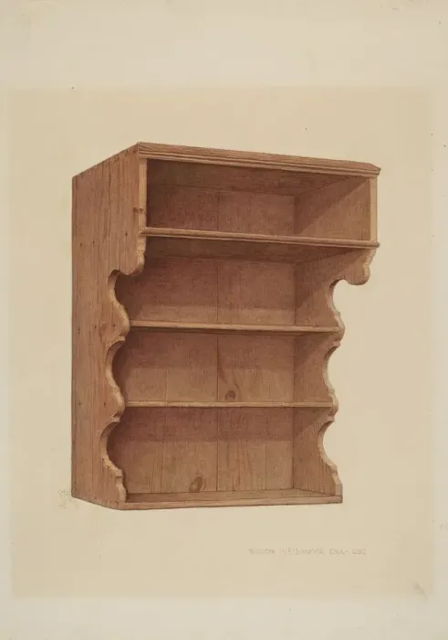 Framed Print : Hanging Shelf, c. 1939. Creator: William H Edwards Framed Print : Hanging Shelf, c. 1939. Creator: William H Edwards