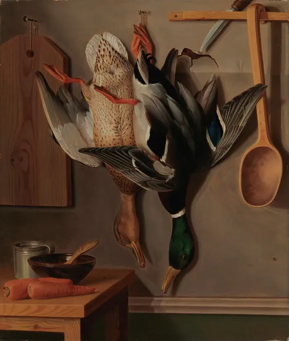 Framed Print : Hanging Wild Ducks; Hanging Wild Ducks, Still Life, 1851. Creator: Wilhelm von Wright Framed Print : Hanging Wild Ducks; Hanging Wild Ducks, Still Life, 1851. Creator: Wilhelm von Wright
