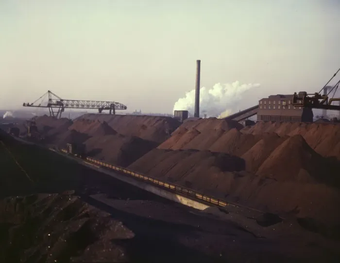 Framed Print : Hanna furnaces of the Great Lakes Steel Coporation, stock pile of coal and... Detroit, Mich. 1942. Creator: Arthurs Siegel Framed Print : Hanna furnaces of the Great Lakes Steel Coporation, stock pile of coal and... Detroit, Mich. 1942. Creator: Arthurs Siegel