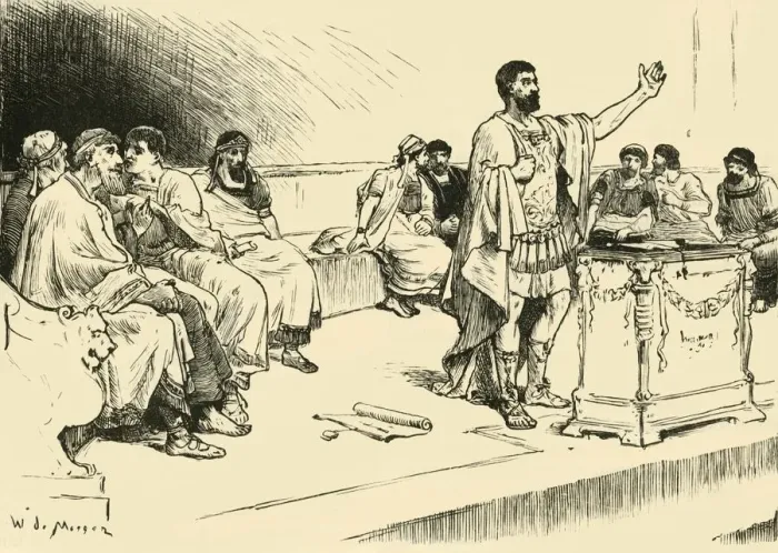 Framed Print : Hannibal in the Assembly at Carthage, 1890. Creator: Unknown Framed Print : Hannibal in the Assembly at Carthage, 1890. Creator: Unknown