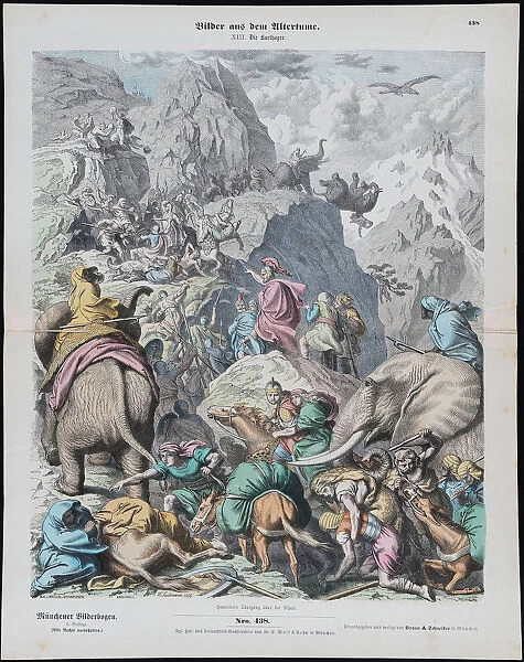 Hannibal Crosses the Alps (from Munchener Bilderbogen). Artist: Leutemann, Gottlob Heinrich (1824-1905)