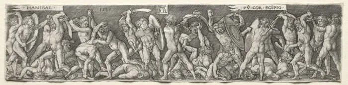 Framed Print : Hannibal Fighting Scipio, 1538. Creator: Heinrich Aldegrever (German, 1502-1555 / 61) Framed Print : Hannibal Fighting Scipio, 1538. Creator: Heinrich Aldegrever (German, 1502-1555 / 61)