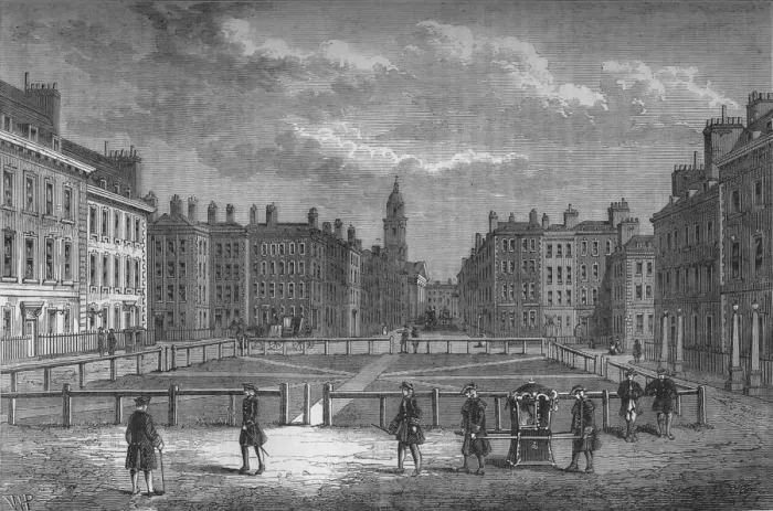 Framed Print : Hanover Square, Westminster, London, in 1750, c1800 (1878) Framed Print : Hanover Square, Westminster, London, in 1750, c1800 (1878)