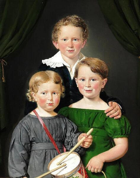 Hans and Bolette Puggaard's three children, 1827. Creator: Jensen, Christian Albrecht (1792-1870)