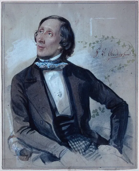 Framed Print : Hans Christian Andersen, 1845. Artist: Hartmann, Carl (1818-1857) Framed Print : Hans Christian Andersen, 1845. Artist: Hartmann, Carl (1818-1857)