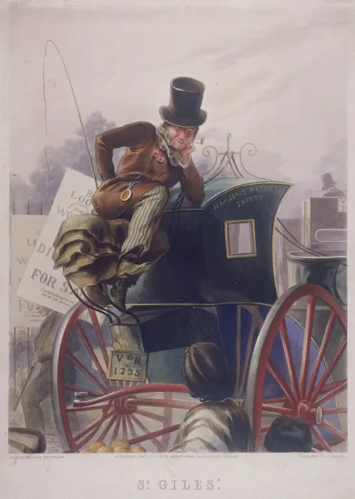 Framed Print : Hansom cab driver, London, 1854. Artist: J Harris Framed Print : Hansom cab driver, London, 1854. Artist: J Harris