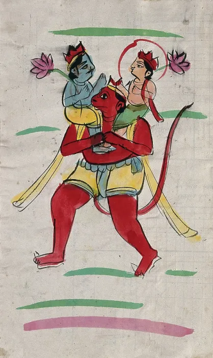 Framed Print : Hanuman carrying Rama and Laksmana. Creator: Unknown Framed Print : Hanuman carrying Rama and Laksmana. Creator: Unknown