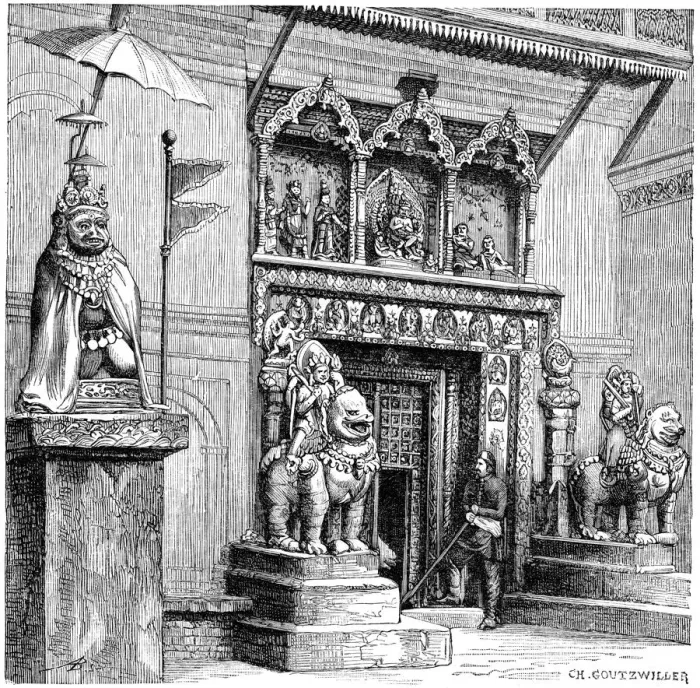 Framed Print : Hanuman Gate of the Royal Palace, Kathmandu, Nepal, 1895. Artist: C Goutzwiller Framed Print : Hanuman Gate of the Royal Palace, Kathmandu, Nepal, 1895. Artist: C Goutzwiller
