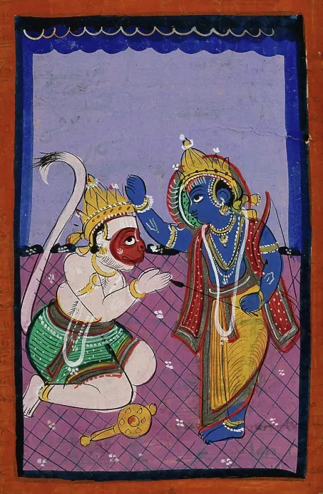 Framed Print : Hanuman kneeling before Rama. Creator: Unknown Framed Print : Hanuman kneeling before Rama. Creator: Unknown