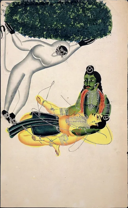 Framed Print : Hanuman, the monkey god, brings a Himalayan mountain with the herb... between 1800 and 1899. Creator: Unknown Framed Print : Hanuman, the monkey god, brings a Himalayan mountain with the herb... between 1800 and 1899. Creator: Unknown