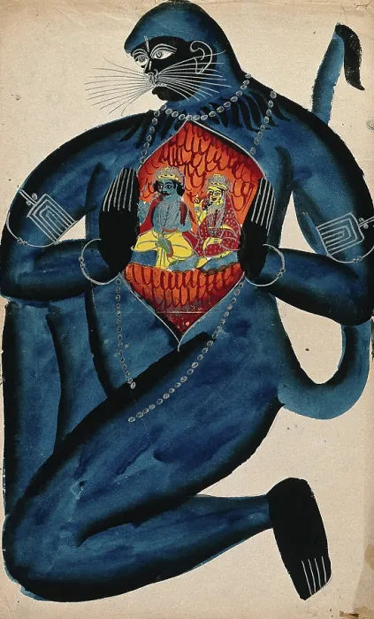 Framed Print : Hanuman revealing Rama and Sita in his heart. Creator: Unknown Framed Print : Hanuman revealing Rama and Sita in his heart. Creator: Unknown