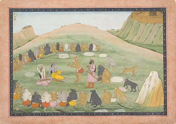 Hanuman Revives Rama and Lakshmana with Medicinal Herbs... Ramayana series, ca. 1790