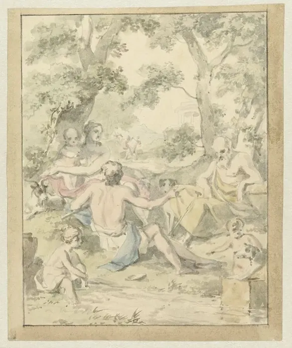 Framed Print : A Happy Arcadian Family, c.1752-c.1819. Creator: Juriaan Andriessen Framed Print : A Happy Arcadian Family, c.1752-c.1819. Creator: Juriaan Andriessen