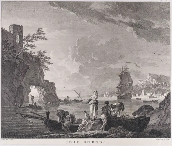 Framed Print : Happy Fishing, ca. 1760. Creator: Adrian Zingg Framed Print : Happy Fishing, ca. 1760. Creator: Adrian Zingg