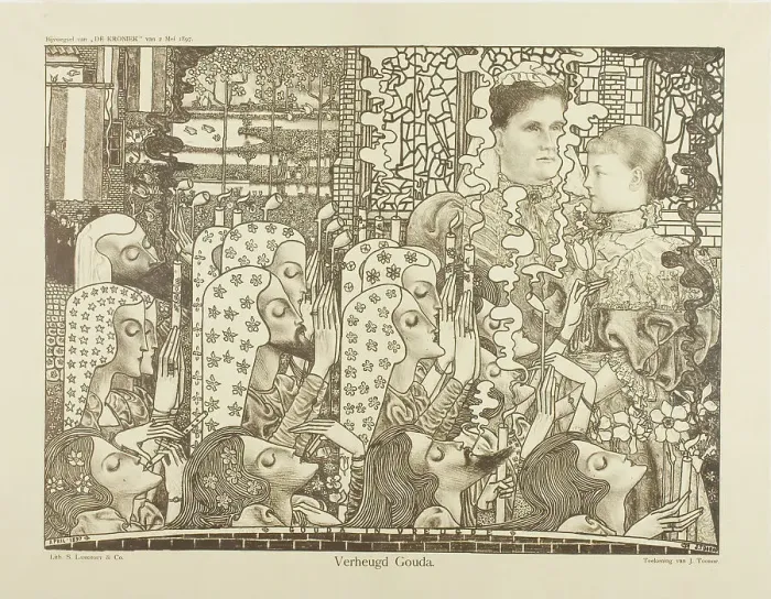 Framed Print : Happy Gouda, drawn April 1897 and published May 2, 1897. Creator: Jan Toorop Framed Print : Happy Gouda, drawn April 1897 and published May 2, 1897. Creator: Jan Toorop