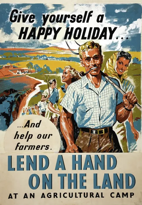 Framed Print : Give Yourself A Happy Holiday Lend A Hand On The Land poster, WWII. Creator: Mary Le Bon Framed Print : Give Yourself A Happy Holiday Lend A Hand On The Land poster, WWII. Creator: Mary Le Bon
