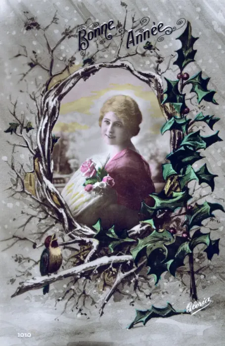 Framed Print : Happy New Year, French postcard, c1900
