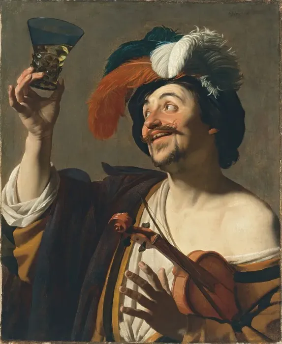 Framed Print : The happy Violinist, 1624. Creator: Gerrit van Honthorst Framed Print : The happy Violinist, 1624. Creator: Gerrit van Honthorst