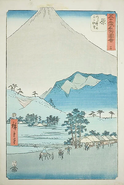 Hara: View of the Ashitaka Mountains and Mount Fuji (Hara, Ashitakayama Fuji chobo), no. 1... 1855. Creator: Ando Hiroshige