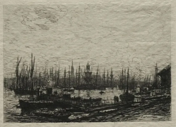 Framed Print : The Harbor of Bordeaux. Creator: Maxime Lalanne (French, 1827-1886) Framed Print : The Harbor of Bordeaux. Creator: Maxime Lalanne (French, 1827-1886)