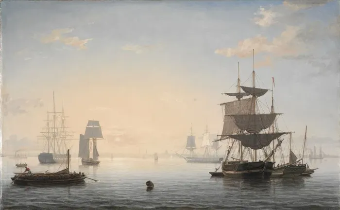 Framed Print : Harbor of Boston, with the City in the Distance, c. 1846-1847. Creator: Fitz Henry Lane (American Framed Print : Harbor of Boston, with the City in the Distance, c. 1846-1847. Creator: Fitz Henry Lane (American