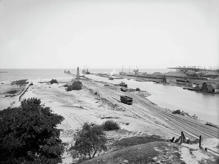 Framed Print : Harbor entrance, Ashtabula, Ohio, c1900. Creator: Unknown Framed Print : Harbor entrance, Ashtabula, Ohio, c1900. Creator: Unknown