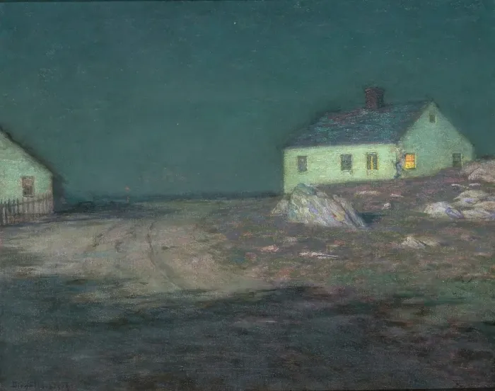 Framed Print : The Harbor Light, about 1900-1910. Creator: Birge Harrison Framed Print : The Harbor Light, about 1900-1910. Creator: Birge Harrison