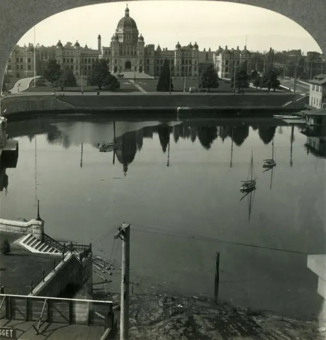 Framed Print : The Harbor and Parliament Buildings at Victoria, B. C. Canada, c1930s. Creator: Unknown Framed Print : The Harbor and Parliament Buildings at Victoria, B. C. Canada, c1930s. Creator: Unknown