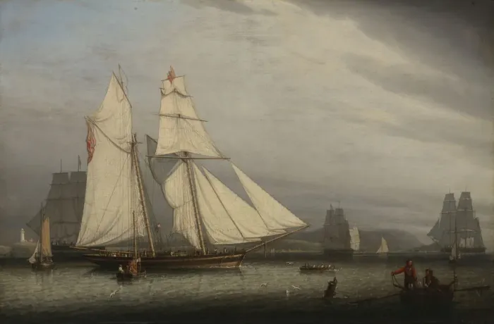 Framed Print : Harbor Scene, 1842. Creator: Robert Salmon Framed Print : Harbor Scene, 1842. Creator: Robert Salmon