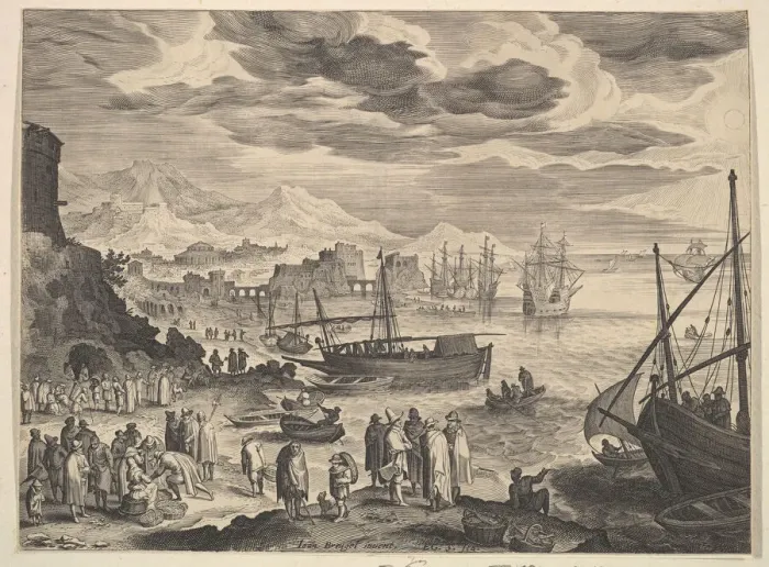 Framed Print : Harbor Scene. Creator: Aegidius Sadeler II Framed Print : Harbor Scene. Creator: Aegidius Sadeler II