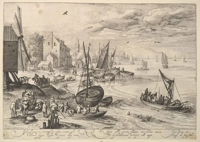 Framed Print : Harbor Scene. Creator: Crispijn de Passe I Framed Print : Harbor Scene. Creator: Crispijn de Passe I