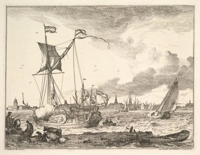Framed Print : Harbor Scene. Creator: Ludolf Backhuysen I Framed Print : Harbor Scene. Creator: Ludolf Backhuysen I