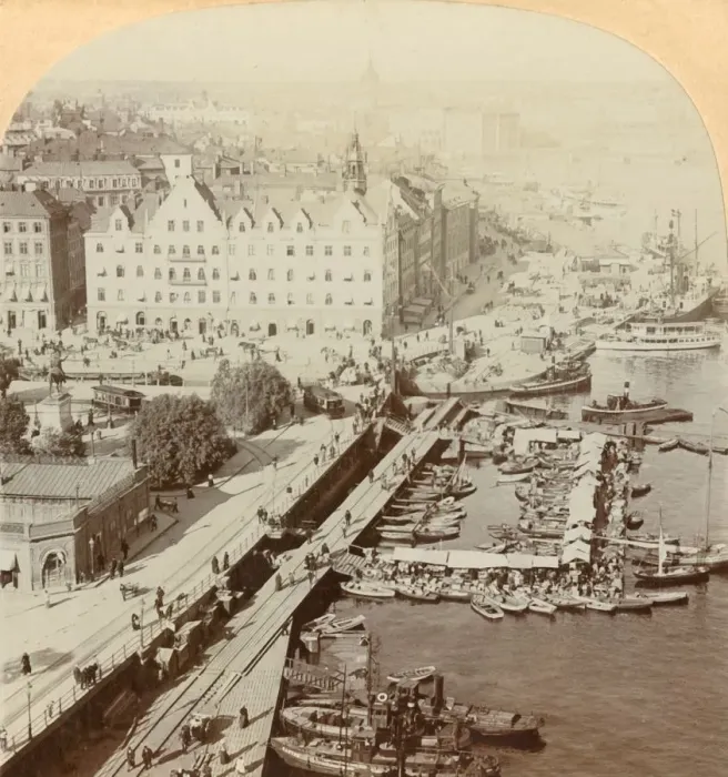 Framed Print : Harbor, Stockholm, Sweden, 1901. Creator: Keystone View Company Framed Print : Harbor, Stockholm, Sweden, 1901. Creator: Keystone View Company